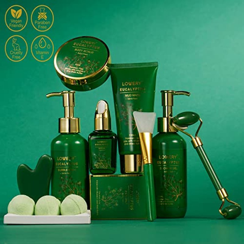 Christmas Gifts for Women & Men Who Have Everything, Eucalyptus Spa Gift Baskets for Mom, 16pc Bath Gift Set for Birthday Gifts for Women, Body Self Care Set for Pampering & Relaxation Basket