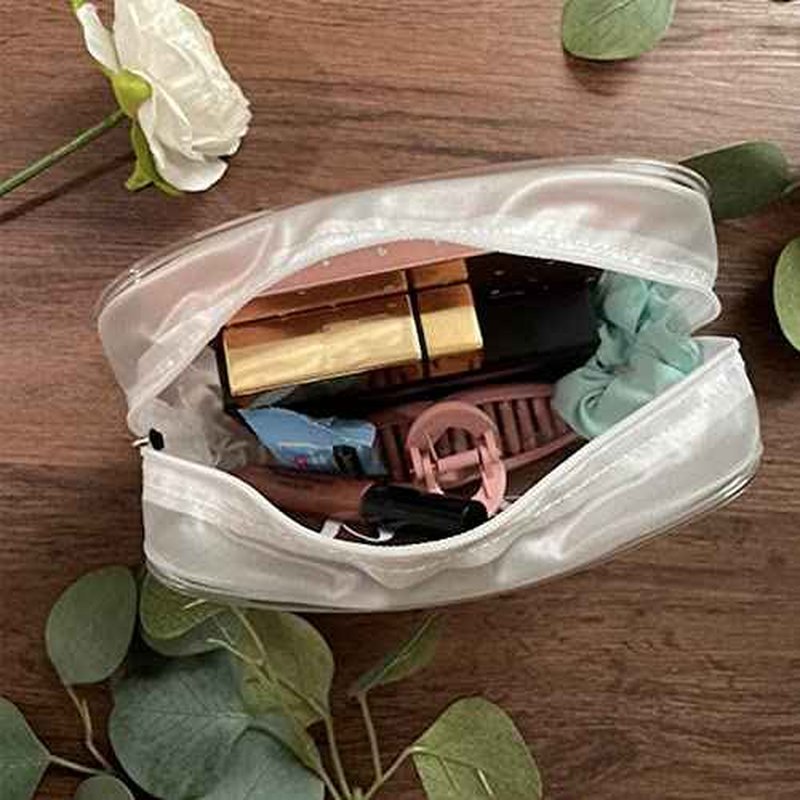 Tergy 6 Packs Clear Cosmetics Bags for Women Men Waterproof Toiletry Bags PVC Makeup Bags Organizer Case with Zipper for Travel Bathroom (6 White Colors)