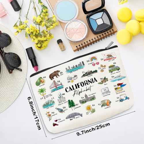 California Alphabet Cosmetic Bag Makeup Bag California Lovers Gift California Travel Souvenir Merch Vacation Friendship Gifts for Women California Lovers Girls Trip Gifts Favors Christmas Birthday