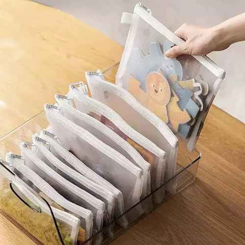 OZY 10 Pieces Nylon Zipper Mesh Pouch,Cosmetic Bags,Zipper Bags for Organizing Storage,Puzzle, Board Games,Multipurpose Travel Bags and Office Supplies (White)
