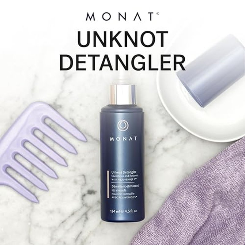 MONAT Unknot Detangler Infused with Rejuveniqe¢ç S - Lightweight, Anti Frizz Hair Detangler Spray Leaving Strands Soft and Knot-free. Safe for Color-treated Hair. -Net Wt. 134 ml / 4.5 fl. oz.