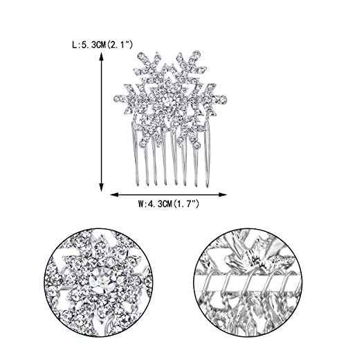 EVER FAITH Winter Snowflake Hair Side Comb Clear Austrian Crystal