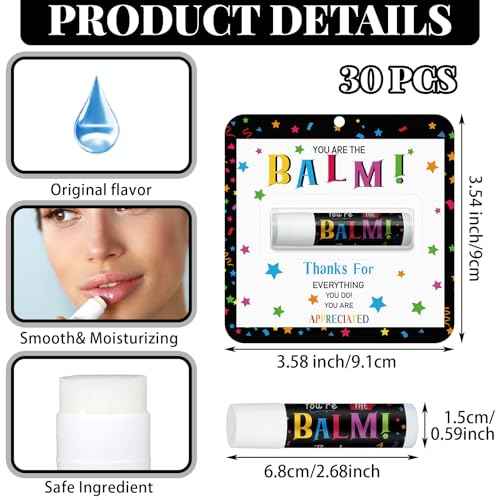 30 Pack Employee Appreciation Gifts Bulk Lip Balms Thank You Gift You're the Balm Appreciation Gift for Team Coworker Thanksgiving Day Christmas Party Favor(You're the Balm,Original Flavor)