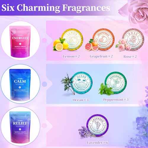 Shower Steamers 18 Pack Set, Shower Bombs with 6 Charming Scents, Shower Tablets with Natural Ingredients,Self-Care & Relaxation Presents for Women and Men