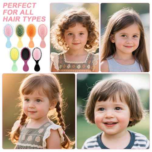 HOFASON 28 Piece Bulk Mini Wet Hair Brush, Women Bridesmaid Gift Toddler Girls Women Small Travel Detangling Brushes Set, Teen Girl Party Favors, Stocking Stuffers, 7 Colors