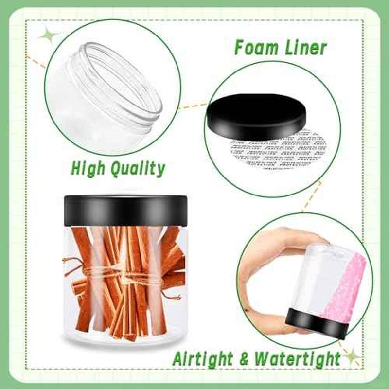 20Pcs 4oz Plastic Slime Containers with Black Lids,Round Refillable Travel Storage Sealed Jars Clear Wide Mouth Container for Candy,Food Storage,Makeup,Cosmetics,Lotions,Eye Shadow,Cream,Samples
