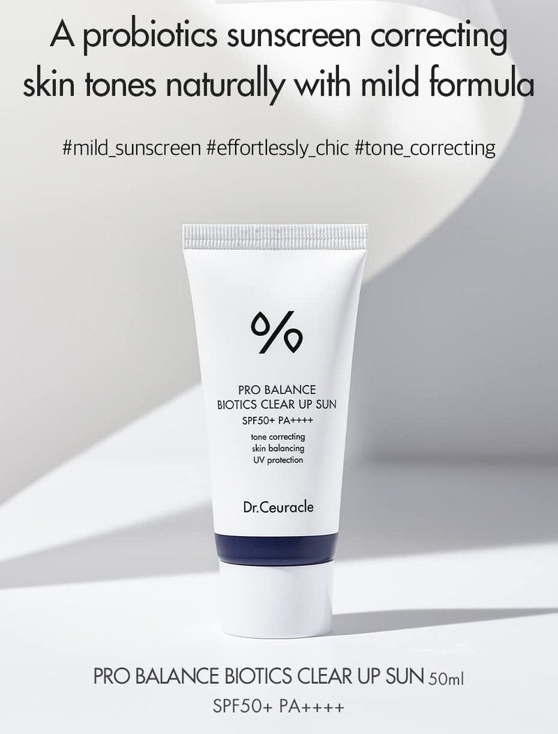 [Dr.Ceuracle] Pro Balance Biotics Clear Up Sun SPF 50+ PA+++ (1.7 fl.oz) | A Probiotics Sunscreen | Tone Correcting, Skin Balancing, Mild Hydrating Sunscreen with strong UV Protection