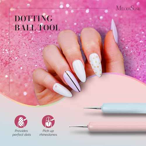 MelodySusie Nail Art Brushes Set,6pcs Nail Art Design Pen Painting Tools with Extension Gel Brush, Polish Brush, Builder Brush,Liner Brush, Carved Brush, and Dotting Pen for Home DIY Salon Use