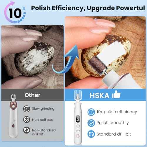 Nail Drill Electric File: HSKAI¢ç 10000RPM Powerful Nail Drill with LCD Display, Cordless Thick Nail Grind Filer for Acrylic Gel Natural Nails Toenails, Manicure & Pedicure Multi-Tool for Home Salon