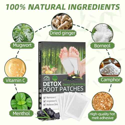 Foot Pads(20 PCS),Deep Cleansing Foot Patches with Bamboo Vinegar and Ginger Powder, Relieve Stress, Improve Sleep and Relaxation