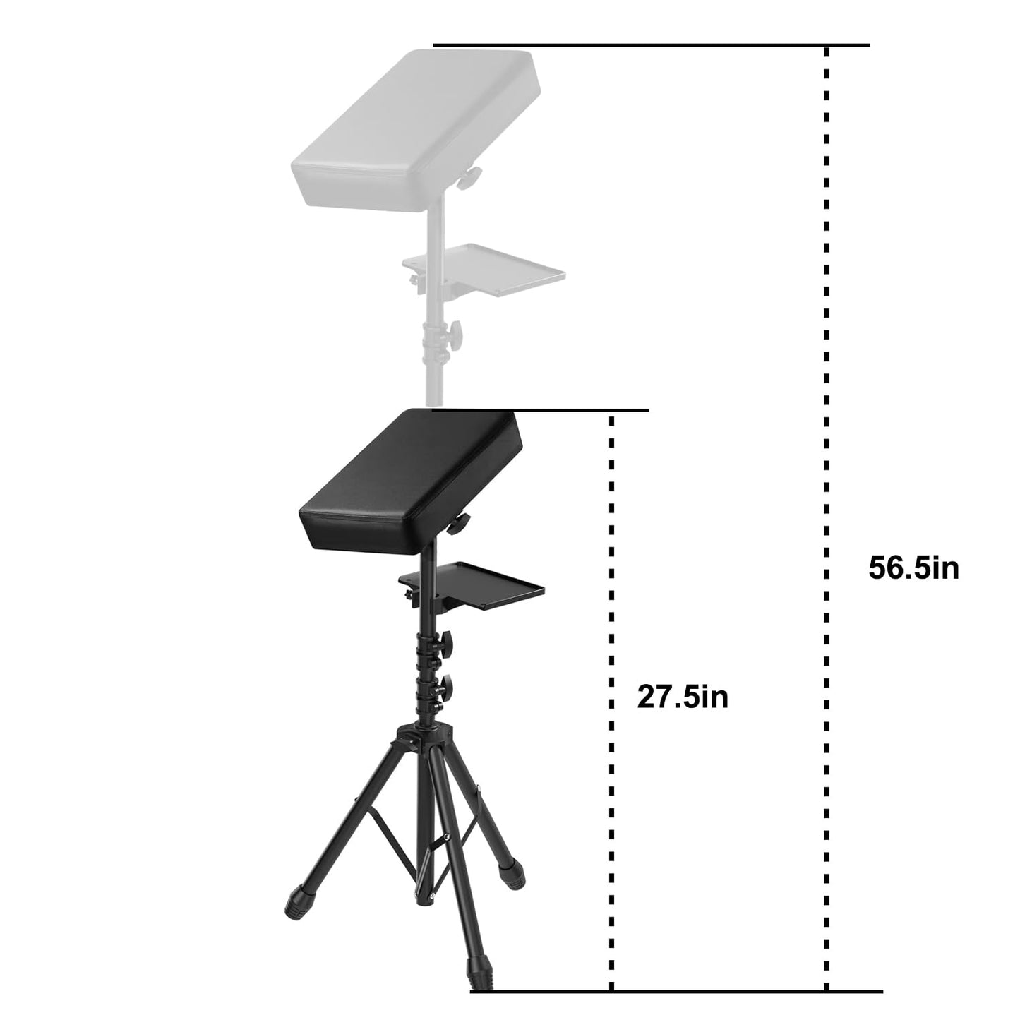 NATUMER Tattoo Armrest Stand Tripod With Tray, Tattoo Arm Leg Rest Stand Height Adjustable and Tilt Black Leather Pad for Tattoo Studio (Black- Upgraded)