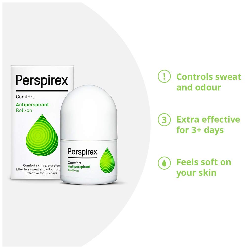 Perspirex Comfort Antiperspirant for Men and Women – Roll On Deodorant for Protection Against Sweat and Odour (2-Pack)
