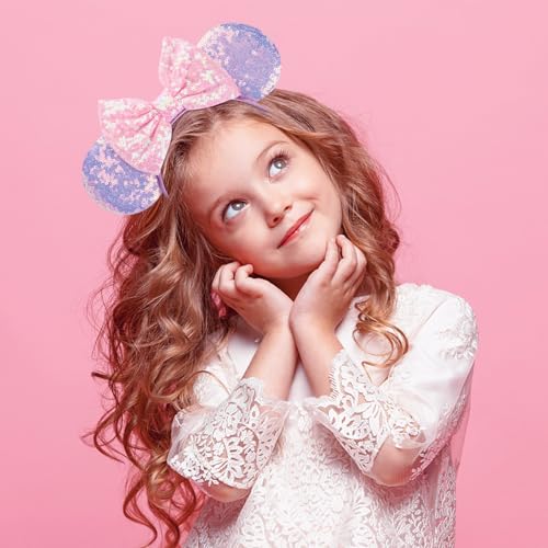 Mouse Ears Headbands with Bow Minnie Ears Cosplay Costume Hair Accessories for Women Girls Birthday Party Decoration