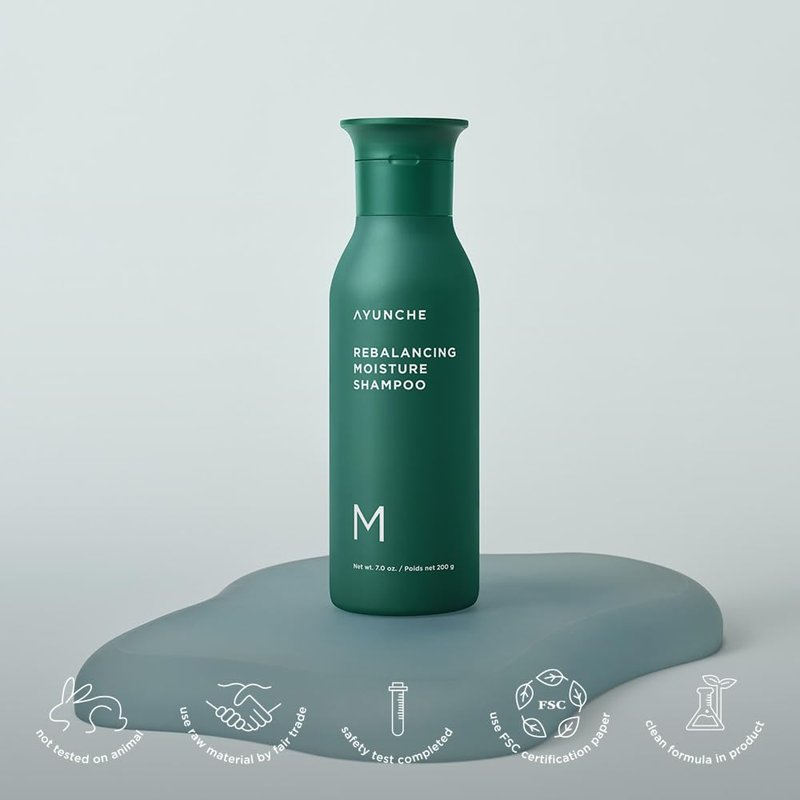 AYUNCHE Rebalancing Shampoo Moist 6.4 fl. oz. [For Dry Scalp] | Soft & Moisturizing Cleansing Shampoo | Strengthen and Protect Weakened Hair Roots | Korean Salon Brand