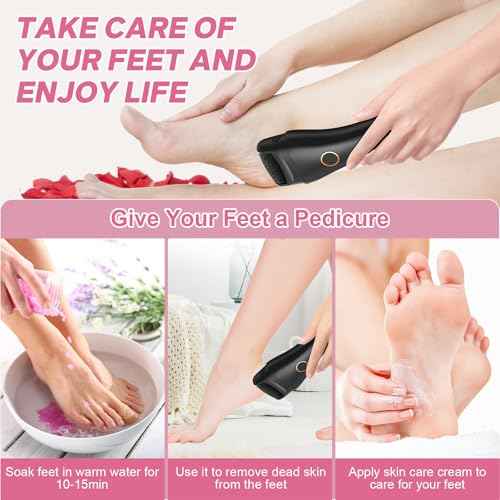 Electric Foot File - Callus Remover for Feet, Adjustable 3 Speed Foot Callus Remover with 16 in 1 Pedicure Tools Professional Foot Care, to Remove Dead Skin and Calluses Hard Skin Dry Cracks (Black)