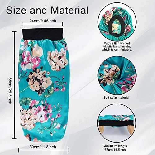 3 Pcs Long Satin Bonnet Sleep Cap,Extra Long Bonnet for Braids,Comfortable Braid Bonnet for Sleeping,Silk Bonnet for Women Dreadlocks,Long Hair,Soft Elastic Band (Black, Green, Red)