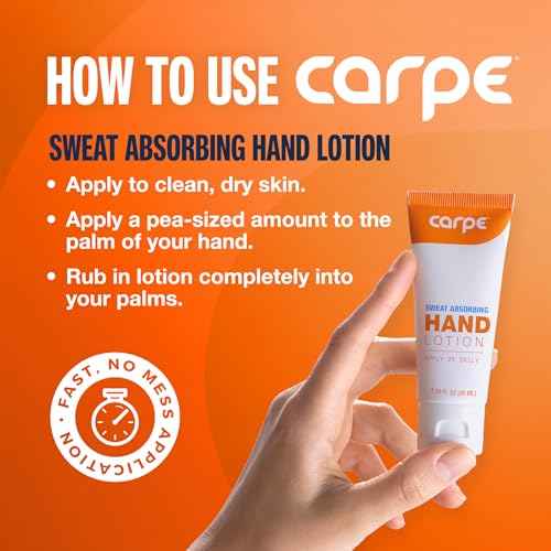 Carpe Sweat Absorbing Hand Lotion, A dermatologist-recommended smooth lotion that helps stop hand sweat, Great for hyperhidrosis (Original Eucalyptus)