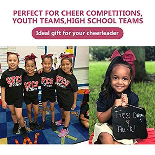 CEELGON 20 PCS 8" Large Cheer Bows Maroon Ponytail Holder Girls Elastic Hair Ties Hair Accessories for Teens Women Girls Softball Competition Sports Cheerleaders