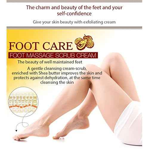 BIOAQUA Foot Scrub Cream, Exfoliating and Cleansing Foot Care with Plant Scrub Particles, Shea Butter Extract & Herbal Ingredients, Smooth Soft Feet, 180g (6.35oz)
