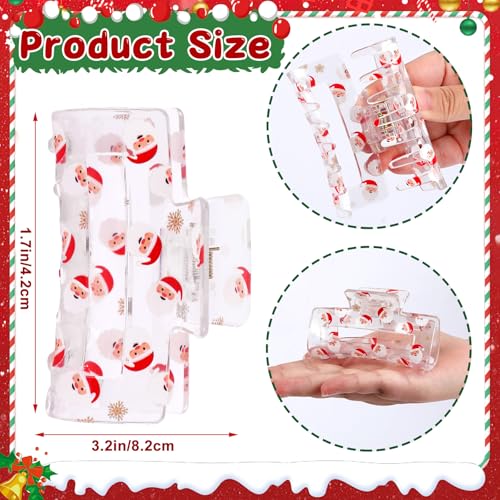 Christmas Hair Clips Claw Shaped Snowman Santa Claus Snowflake Christmas Tree Design Hair Accessories Transparent Cartoon Hair Clips Women Red Green Gold Claw