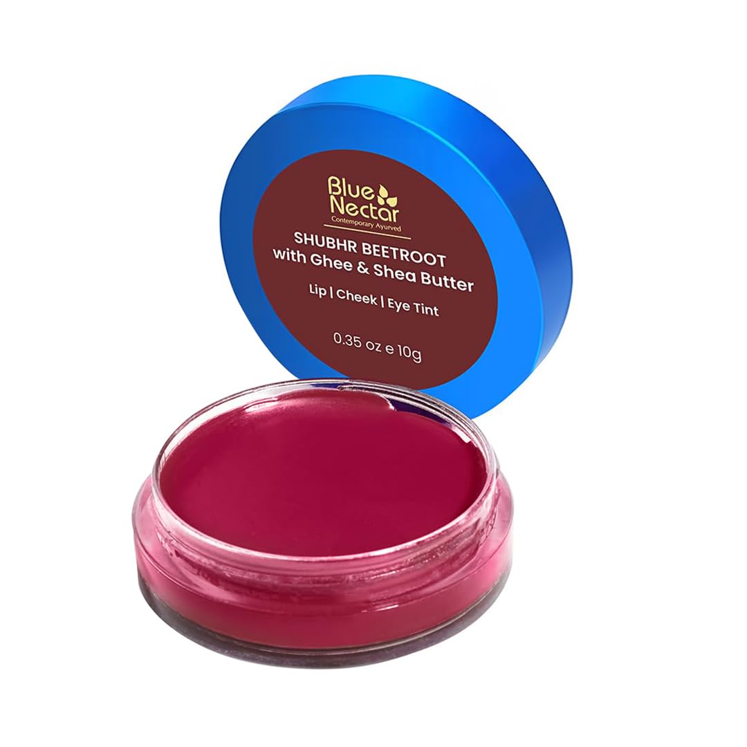 Blue Nectar Lip Tint Balm for Tinted Lips | Natural Beetroot Lip Balm Moisturizer for Dry Skin with Organic Ghee & Shea Butter | Long Lasting Hydrating Lip Tint (0.35 Oz)