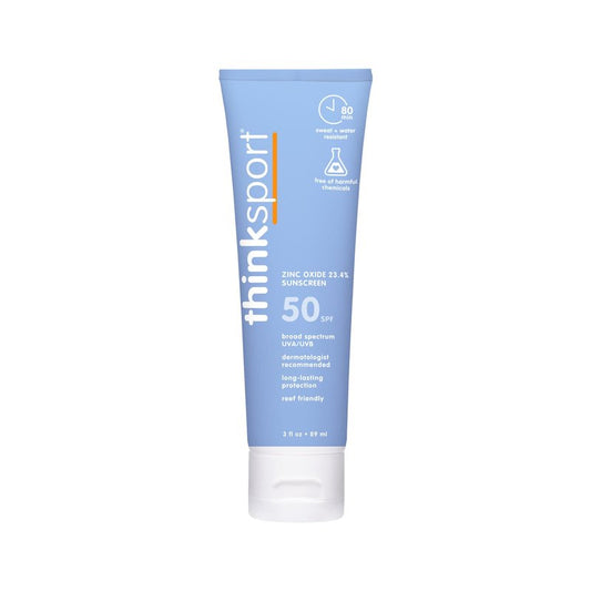 Thinksport SPF 50 Mineral Sunscreen – Safe, Natural Sunscreen for Sports & Active Use - Water Resistant Sun Cream –UVA/UVB Sun Protection – Vegan, Reef Friendly Sun Lotion, 3 Fl Oz (Pack of 1)
