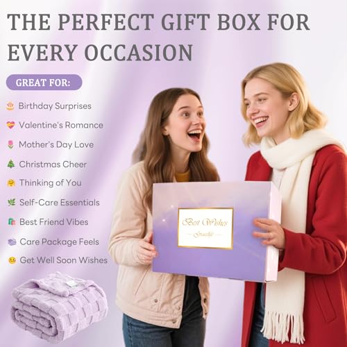 Birthday Gifts for Women Get Well Soon Gifts for Women Hug in a Box Friendship Mothers Day Thank You Gifts Baskets Sister Friend Female Mom Wife Her Girlfriend Coworker Bestie (Purple)
