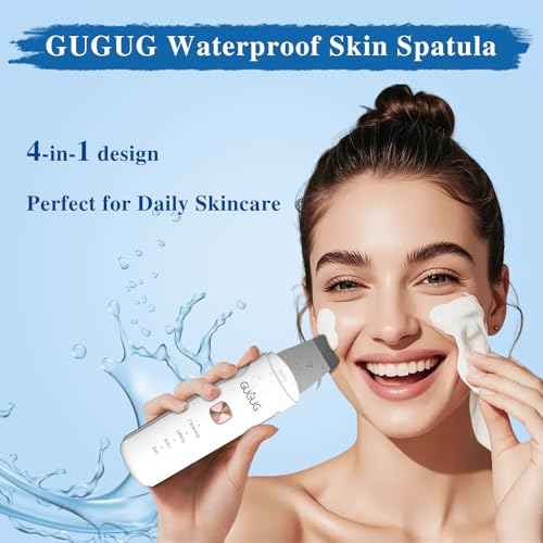 GUGUG Skin Scrubber 4-in-1 Waterproof Facial Spatula for Deep Cleansing, Blackhead Removal Tools, Pore Cleaner for Face