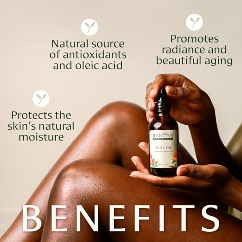 Banyan Botanicals Body Oil ? Lightweight & Non-Greasy Body Oil ? Ayurvedic Skin Care with Organic Jojoba Oil & Herbs for Soft, Smooth Skin ? 4 oz ? Non-GMO, Cruelty Free, Paraben Free Massage Oil