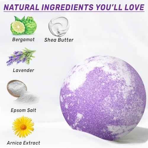 Arnica Bubble Bath Bombs Lavender Bergamot Essential Oils Luxurious Mega Foaming Bath Bombs for Dry Skin Nourishment Moisturizing Blissful Bath Gift