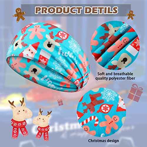 MTLEE 12 Pcs Christmas Stretchy Headbands for Women Christmas Hair Accessories Non Slip Head Wrap for Women(Classic Pattern)