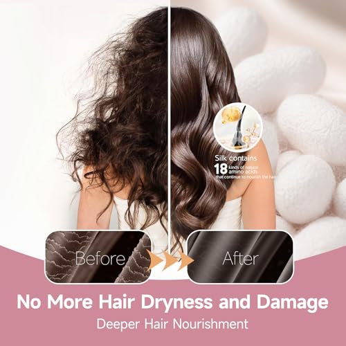 22 Momme 100% Real Mulberry Silk Bonnet for Sleeping Women, Large Hair Care Bonnet for Long Curly Hair, Double Layer Silk Wrap with Soft Elastic Band, Non-Slip Sleep Cap, Pink