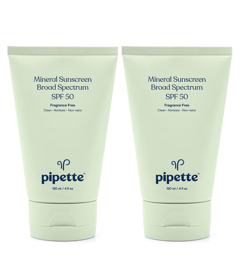 Pipette Mineral Sunscreen - SPF 50 Broad Spectrum Baby Sunblock with Non-Nano Zinc, UVB/UVA Non-Toxic Sun Protection for Kids & Sensitive Skin, 4 fl oz