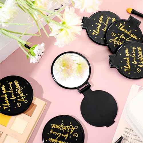 Huwena 100 Pcs Inspirational Gifts for Women Compact Mirror Bulk, Thank You Being Awesome, Positive Affirmation Gifts for Friends, Guest, Christmas, Birthday, Office, Team Building