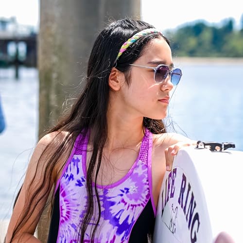 FROG SAC 4 Braided Headbands for Girls, Adjustable Rainbow Tie Dye Braid Head Bands for Kids, Stretch Elastic Cloth Fabric Hairbands Accessories for Women, Teen Easter Basket Fillers Stocking Stuffers