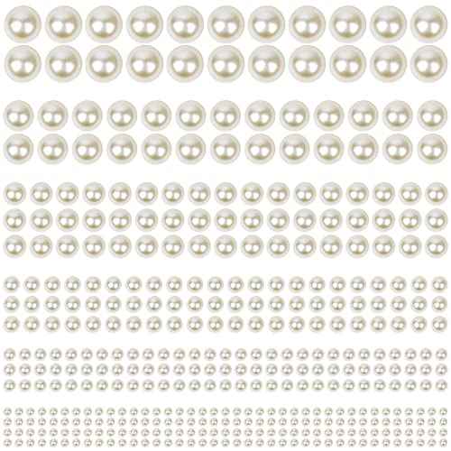 1980Pcs Self Adhesive Pearl Stickers, Shynek Pearls Sticker Gems for Hair, Face, Makeup, Eye, Nail, Crafts, Assorted Sizes