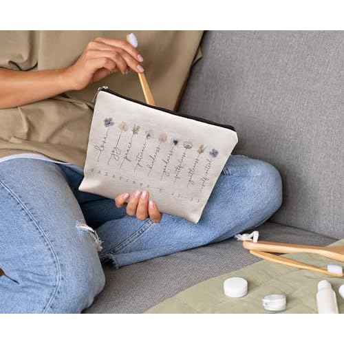 Bible Verse Christian Makeup Bag - Scripture Galatians 5:22-23 Love Joy Peace Positive Kindness Cosmetic Bag - Christian Gifts for Women