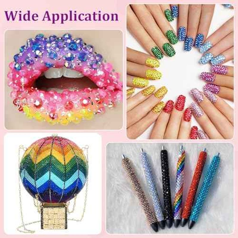 34000Pcs Resin Rhinestones with Tweezers for Bedazzling, Multicolor 3mm Crystal with 3Pcs 10ml B7000 Jewelry Glue for Bedazzled Nail Art Crafting Makeup