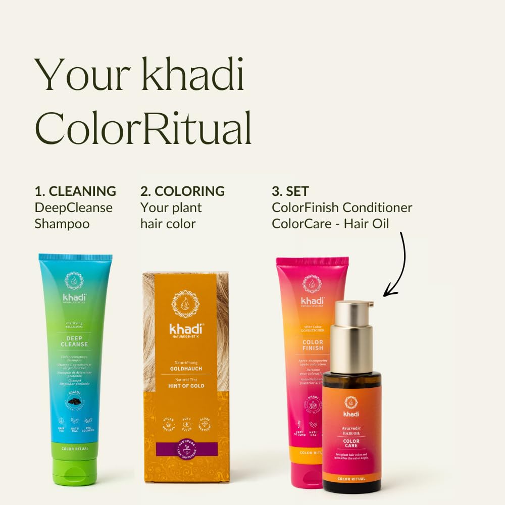 khadi HINT OF GOLD Natural Hair Color - Hair Color for shiny golden shimmer, golden blonde to brilliant copper - 100% herbal & natural - 3.5 oz
