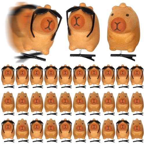 30 Pcs Capybara Hair Clips Kawaii Cartoon Capybara Sunglass Clips Funny Decorative Hair Accessories for Women Men Summer Holiday Party Decor