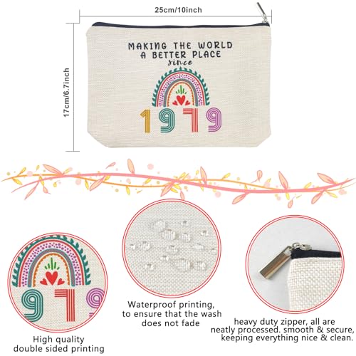 46th Birthday Gifts for Women Mom Her Makeup Bag, Funny Birthday Decorations Gift Ideas for 46 Year Old Grandma, Wife, Sister, Anniversary 1979 Gifts for Mothers Day, Christmas, Cosmetic Travel Bags