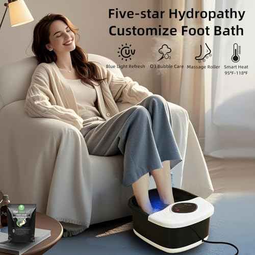 closewave Foot Spa Bath Massager with Heat, UV & Ozone Bubbles,Shiatsu Rollers Epsom Salt Temperature Control, Relieves Stress and Feet Pain - Home Pedicure Soaking Tub Gift for Women/Men, Mom/Dad