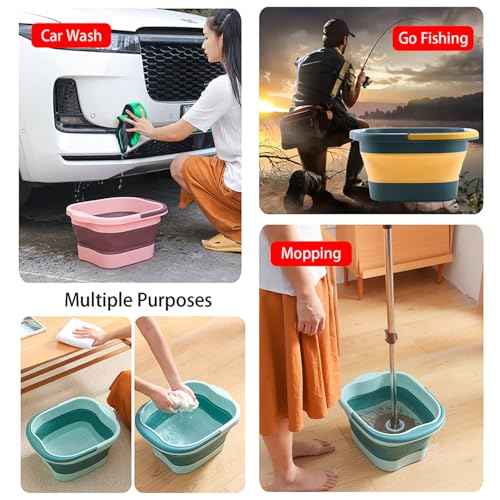 Collapsible Foot Spa Bath Massager for Dry Cracked Feet, Feet Soaking Tub with Massage Acupoint, Pedicure Foot Soak Basin Plastic Bucket with Handle(Green)