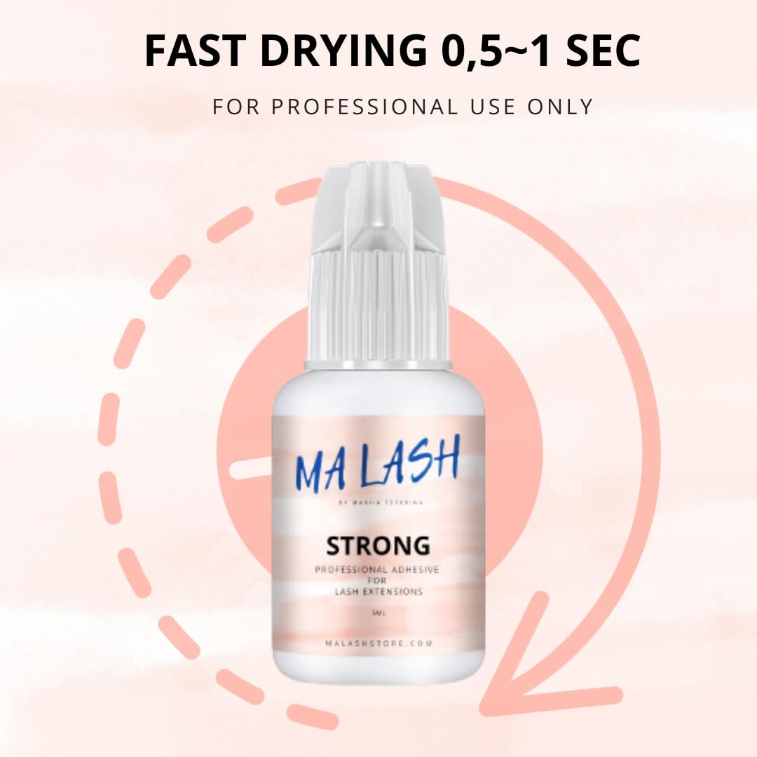 MA LASH Strong Eyelash Extension Adhesive Glue - 0.17fl.oz / 5ml - Ultra-Fast 0.5-Second Drying Time - 8 Weeks Retention - Professional-Grade, Black