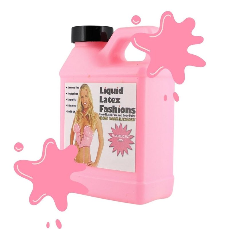 Fluorescent Pink Liquid Latex Face and Body Paint - UV Reactive, Ammonia Free | 8 Oz for Halloween & Cosplay