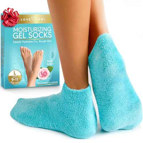 Moisturizing Socks - Gel Silicone Aloe Spa Socks (Sizes 9-10) Infused with Vitamin E & JoJoba Oil - Self Care Gifts for Women, Spa Gifts for Women, Stocking Stuffers for Adults