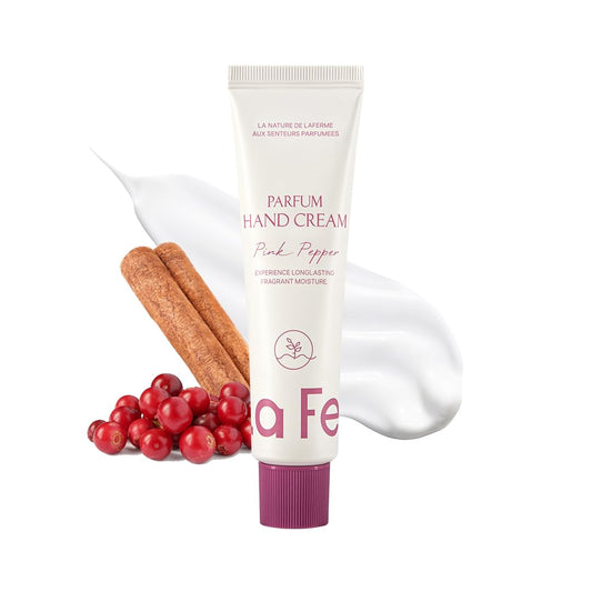 laferme Parfum Hand Cream 2.02 Fl. Oz. (Pink Pepper) | Non Sticky Vegan & Travel-Sized Hand Lotion with Shea Butter | Hydrating & Nourishing for Dry Skin, Korean Skincare for Women & Men