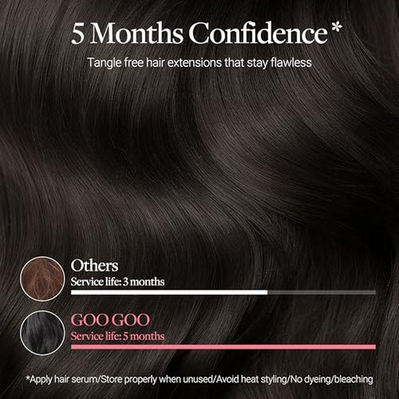 GOO GOO Tape in Hair Extensions Human Hair, 2 Dark Brown, 20inch 40g 10pcs, Mini Tape Cut to Fit£¬Skin Weft Seamless Invisible, Remy Human Hair
