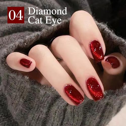 Double Rhythm 6 Colors Cat Eye Gel Polish Set Shimmer Glitter with Magnet Holographic Reflective Magnetic UV Nail Art Kit (6-Kit 26)