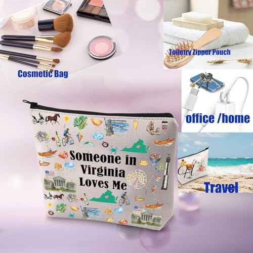 PXTIDY Virginia Travel Makeup Bag Long Distance Relationships Gift Someone In Virginia Loves Me Bag Virginia Souvenir Gift